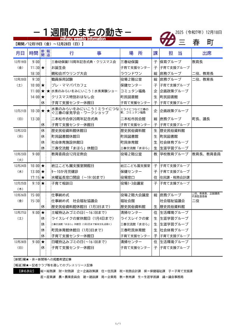 令和7年度_予定表（１週間のまちの動き） -