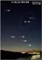 さくら湖上空に5惑星が整列の写真
